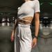 New Suit Women's Casual Sexy Waist Strap Short-sleeved Top Tether Trousers_ecoleips.com