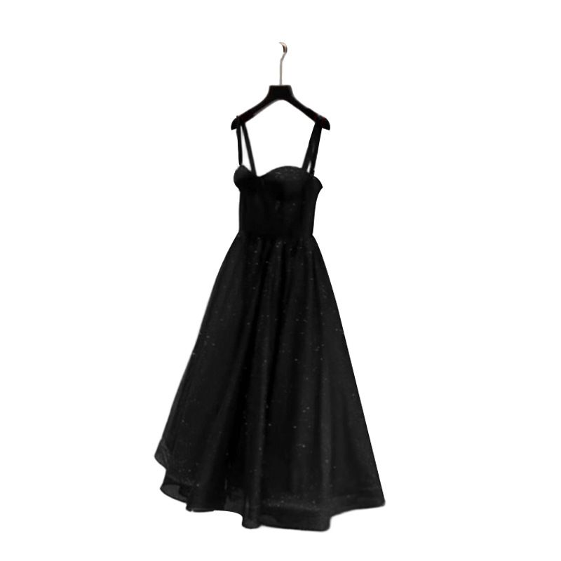 Women's Clothing New Style Suspender Evening Dress, Elegant And Slim, Medium Length Dress, Sequined Mesh, Puffy Skirt, Suitable For Daily Party Wear_ecoleips.com