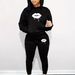 Women's Oversized Lip Print Cotton Sweatshirt And Pants 2 Piece Set Fashionable Autumn Winter Suit Casual Comfortable Clothing_ecoleips.com
