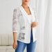 Women's Clothing Lace Stitching Suit Collar Mid Sleeve Jacket_ecoleips.com