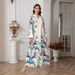 Muslim Women's Robes Elegant Temperament Printed Long Dress Abayas_ecoleips.com