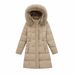 Women’s Plus Size Winter Coat – Korean Style Hooded Jacket, Faux Fur Collar, Drawstring Waist, Warm & Slimming_ecoleips.com