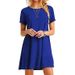 Summer Women Solid Color Dress Short Sleeve Mini Causal Dresses O-Neck Basic A-line Floral Printed Leopard Thick Vestidos_ecoleips.com