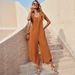 Voya Women's New Loose Casual Irregular Pocket Suspender Sleeveless Jumpsuit Pants_ecoleips.com
