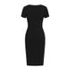 Women's Black PU Patchwork Bodycon Dress Zip Up Short Sleeved Thigh High Slit Casual Fashion Design Dress_ecoleips.com