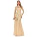 Women's Clothing Long Sleeved Round Neck Back Zipper Fishtail Skirt Banquet Evening Dress Female Spot_ecoleips.com