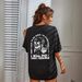 Women's Oversized Cotton Blend T-Shirt Casual Streetwear Short Sleeve round Neck Print Comfort Fit Top_ecoleips.com