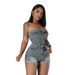 Women's Slim-Fit Denim Jumpsuit – Stretchy Tube Top Romper With Adjustable Straps (Blue-Gray, S-2XL)_ecoleips.com