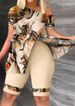 Women's Clothing New Color Matching Oblique Shoulder Short Sleeve Casual Suit_ecoleips.com