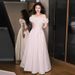 Engagement Evening High-End Light Luxury Niche Adult Ceremony French Style Socialite Banquet Robe Certificate White_ecoleips.com