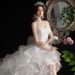 Spring New Arrival Mini Train Wedding Dress Student Princess Style Puffy Cake Skirt Short Front Long Back Photo Studio Dress_ecoleips.com