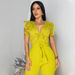 Women's Clothing Sexy V Neck Sleeveless Solid Color Jumpsuit Lace Up Wide Leg Pants Trousers_ecoleips.com