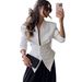 Women's Fitted Waist Blazer Jacket, Long Sleeve Lapel Single Breasted Tailored Coat, Elegant Slim Fit Asymmetric Hem Outerwear For Daily Office Casual_ecoleips.com
