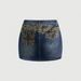 Women's Low Waisted Union Jack Embroidered Denim Mini Skirt Patterned Bodycon Sexy European American Style_ecoleips.com