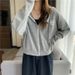 European American Style Real Shot Waffle Knit Zip-up Hoodie Jacket For Women, Spring And Autumn, Thin, Loose, Slimming,_ecoleips.com