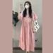 Summer New Korean Fashion Short Sleeve Cotton Linen Loose Maternity Dress_ecoleips.com