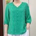 Plus Size Women's 2026 Spring/Summer Artistic Embroidered Cotton-Linen V-Neck Mid-Sleeve Fashionable Casual Loose Solid_ecoleips.com