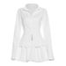 Women's Clothing Stand Collar Zipper Long Sleeve Zip-Up Crop Top & Bubble Short Skirt Set – Trendy Streetwear Outfit For Women (S-L, White/Black)_ecoleips.com