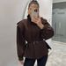 K Women's New Arrivals Stand-Up Collar Design Slim-Fit Shrinkage Irregular Short-Length Windbreaker Coat_ecoleips.com