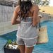 Retro Black & White Checkered Halter Bikini Set With Lace Trim - Summer Vacation Outfit_ecoleips.com