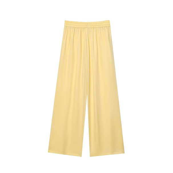 Women's Clothing Waist Slim V Neck Chiffon Long Sleeved Top Simple Wide Leg Casual Trousers Suit_ecoleips.com