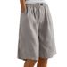 Women's Cotton Linen Shorts Summer New Style High Waisted Five Point Loose Fit Mid Length Pants_ecoleips.com
