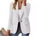 Women's Clothing Classic Solid Color Women's Blazer Long Sleeve V-Neck Office Cardigan Jacket For Autumn_ecoleips.com