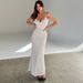 Women's Clothing Suspender Lace Splicing See Through Dress Slim Solid Color Backless Sexy Long Skirt Women's Clothing_ecoleips.com