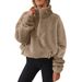 New Autumn And Winter Plush Women's Half-Zip Stand-Up Collar Sweatshirt_ecoleips.com