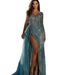 Women's Clothing spring and summer new women's banquet evening dress skirt sprinkle gold slit host party dress_ecoleips.com