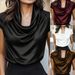 Women's Casual Draped Short Sleeve Top Versatile_ecoleips.com
