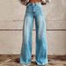 Women's plus Size Faux Denim Wide Leg Pants 3D Printed Casual Flare Pants Popular Style Cross Border Foreign Trade_ecoleips.com