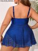 2026 Lace Patchwork Plus Size Swimwear Women Solid Strapped Large One Piece Swimsuit Brazilian Lady Chubby Curvy Bathing Suit_ecoleips.com
