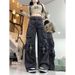 Women's Straight Leg Wide Leg Jeans American Retro High Street Workwear Casual Pants Fashionable Trendy Trousers 2024_ecoleips.com