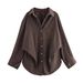 Aria Basics Aria Basics 2025 Autumn New European And American Style Bat Sleeve Loose Striped Shirt 3067105_ecoleips.com