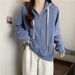 European American Style Real Shot Hooded Sweatshirt With Back Collar Half Zipper For Women, Spring And Autumn Thin New_ecoleips.com