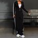 Women's Autumn/Winter Striped Patchwork Cardigan And High-Waisted Straight-Leg Pants Two-Piece Set_ecoleips.com