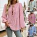 Diyun 2024 Auumn/Winer Foreign Trade European And American Women's Casual Loose Sriped Lanern Sleeve Tie_ecoleips.com