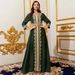Women's Clothing Green Elegant Retro Lace Dress Ladies Belt V Neck Long Sleeve_ecoleips.com