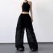 Summer Women's Black & White Lace Panel Wide-Leg Pants – High-Waisted Straight Cut, Breathable Office To Evening Wear (S-XL)_ecoleips.com