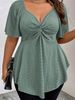 Plus Size Elegant Summer T Shirt For Women Casual Office Lady Solid Curve Clothing Loose V Neck Tops_ecoleips.com