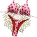 Strawberry Print Two Piece Swimsuit Bikini Set - Triangle Thong Design Regular Size Polyester Nylon Sexy Vacation Style_ecoleips.com