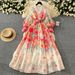 "Luxury Court-Style Printed Maxi Dress – Cinched Waist, Lantern Sleeves & Elegant Silhouette For Sophisticated Women"_ecoleips.com
