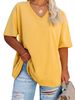 Summer Women's V Neck T-Shirt Loose Short Sleeve Style Fashion Top Casual Streetwear For Women_ecoleips.com
