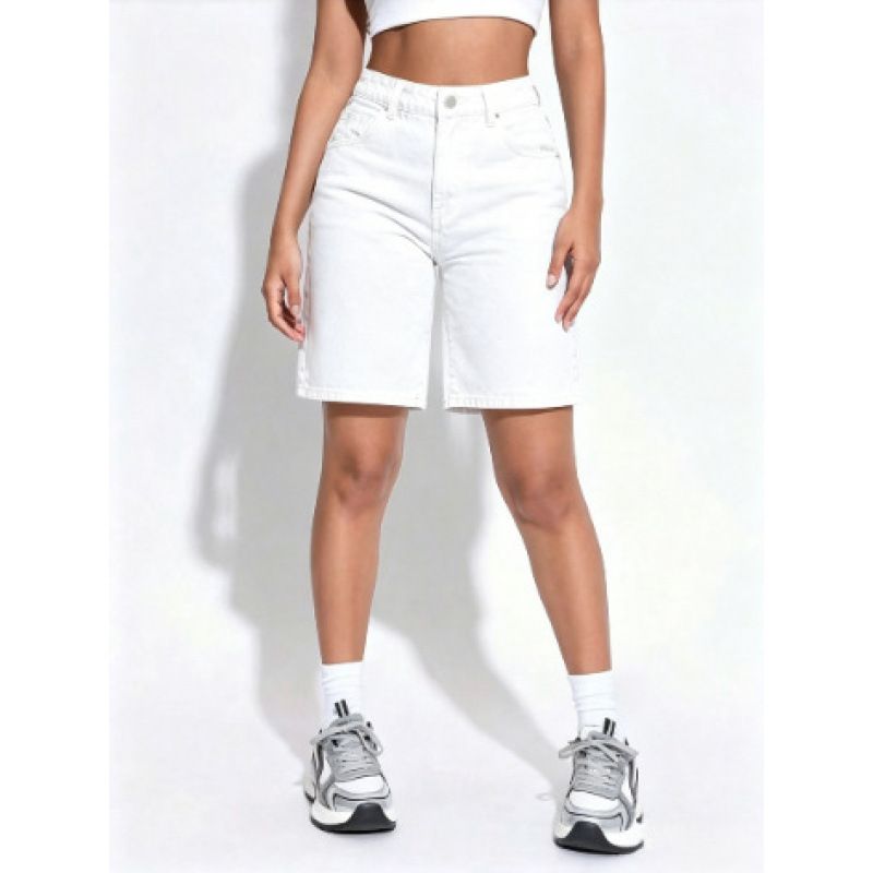 Women's High-Waisted Light Blue Denim Shorts Summer Versatile Basic Style Flattering for All Body Types_ecoleips.com
