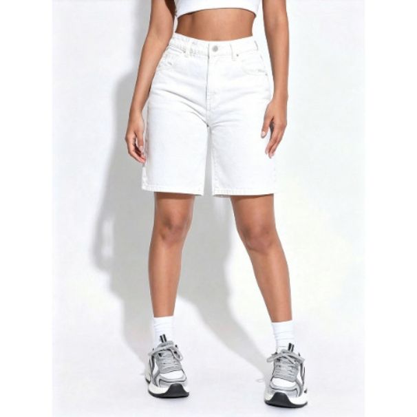 Women's High-Waisted Light Blue Denim Shorts Summer Versatile Basic Style Flattering for All Body Types_ecoleips.com