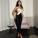 Summer Glossy Strapless Backless Jumpsuit Women's Color Block Tight Fit Romper European American Style Cross Over_ecoleips.com