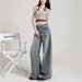 Vintage Korean Wide-Leg Jeans Women, Autumn New Loose Fit For Pear-Shaped Body, BF Lazy Style Plus Size Long Pants_ecoleips.com