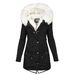 Women's Clothing Women's Autumn And Winter Mid Length Windbreaker White Fur Collar Hooded Warm Plus Velvet Women's Coat_ecoleips.com