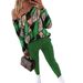 Women's Clothing Casual Pullover Long Sleeve Plus Size Printed Long Sleeve Pullover Jumpsuit Set - Casual Loungewear In Green & Yellow (1XL-5XL)_ecoleips.com